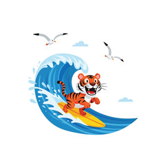 The tiger is smiling with its tongue out vector illustration