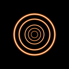 Orange Glowing Concentric Circles on Black Backdrop, Circular Neon Style