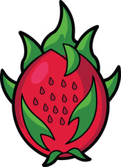 Dragon Fruit with Green Scales Vector  Art.