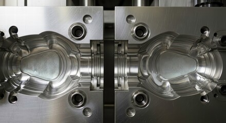 Precision Molding in Action: An intricate metal mold, meticulously engineered to create precise shapes, stands as a testament to the marvels of industrial precision.