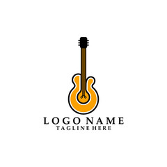 light bulb guitar logo design vector