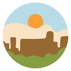 Desert Landscape Clipart – Minimal Sunset Illustration for Travel, Nature & Background Designs