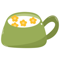 Herbal Tea Cup Clipart – Relaxing Floral Tea Illustration for Wellness, Spa, Natural Products