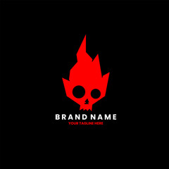 Modern Abstract Skull Flame Logo design vector