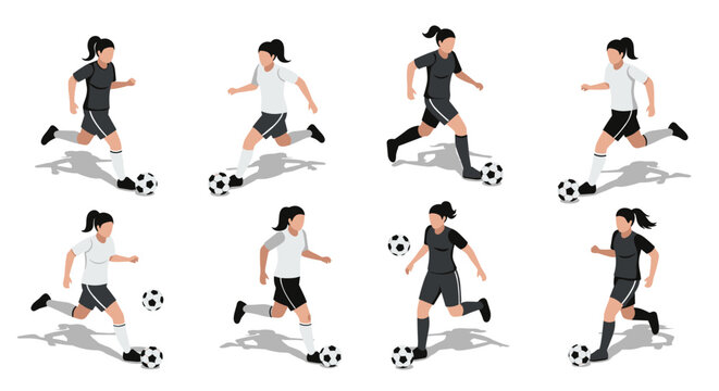 Female soccer players in action with shadow effects - Powered by Adobe