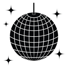 Glittering disco ball icon. Shining Mirror Disco Ball vector for 70s 80s Nightclub Party.