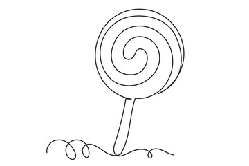 Winter Holiday Decoration Sweet candy Line Art. Christmas or New year Greeting Card Template. Outline Cute Cartoon Christmas Lollipop Illustration. Happy Holiday Family Party Invitation Design Mascot