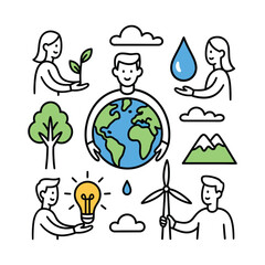 Environment and Conservation Doodle Illustrations