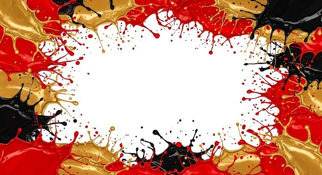 Festive Black Friday Frame with Red, Gold, and Black Splatter Design for Promotions