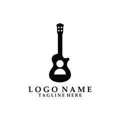 people guitar logo design vector