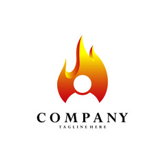 person fire logo design vector