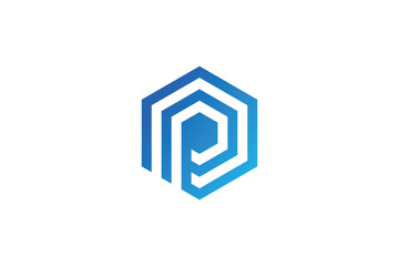 Gradient Hexagon Icon Design with Linear 'P' for Professional Logo Concepts