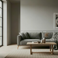 Modern living room with sofa. Generative AI.