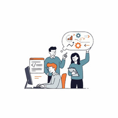 Team collaboration on software development and project planning.