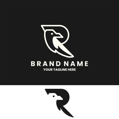 raven R abstract logo design vector