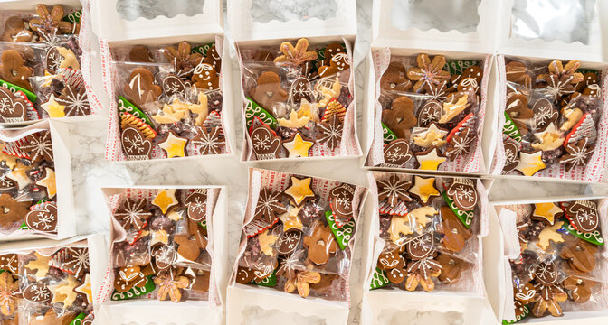Assorted Christmas Cookies in Festive Gift Boxes