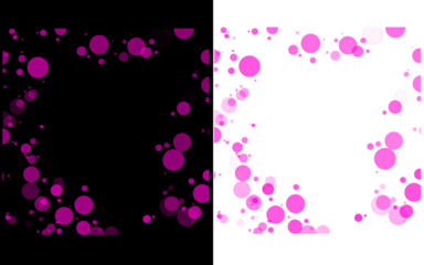 digital art minimalist magenta circles split black and white background abstract with glowing light effect png