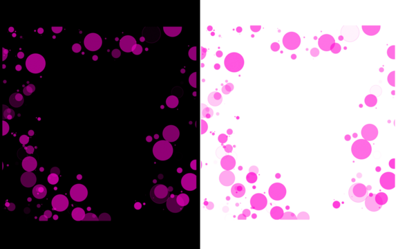 digital art minimalist magenta circles split black and white background abstract with glowing light effect png