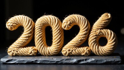 The year 2026 numbers made from rope