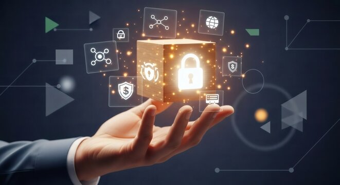 Cybersecurity and data protection concept – Business technology security, digital privacy, and network protection in a modern corporate environment – Advanced digital shield interaction