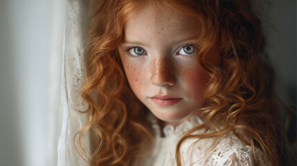 Freckled Redhead Portrait. Generative AI