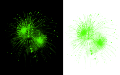 Green Fireworks Black White Background PNG | Green Light Burst Art | Green Abstract Fireworks