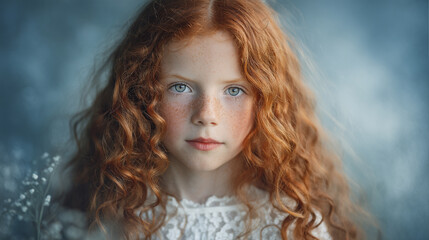 Freckled Redhead Portrait. Generative AI