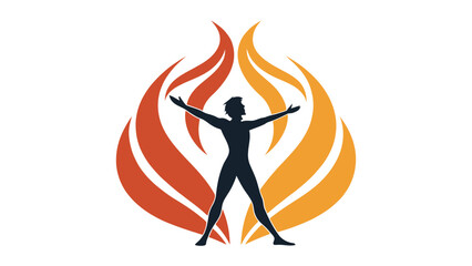 Minimal logo of Human Silhouette Made from Dual Flame Shapes Vector Illustration