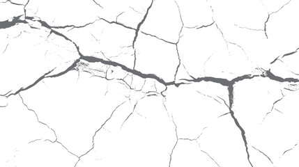 Abstract grey cracks on a white textured background resembling dry earth or cracked paint vector