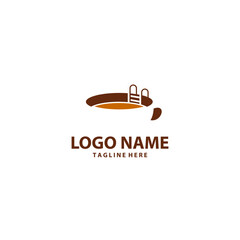 swimming pool coffee logo design vector