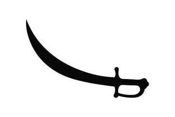Minimal curved sword silhouette design with simple clean black shape.