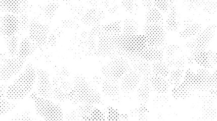 Abstract grey halftone dots pattern scattered on white background with varying density and size vector