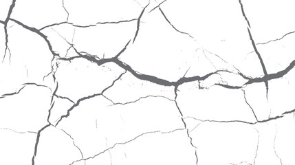 Abstract pattern of thin grey cracks on a stark white background creating a textured surface vector