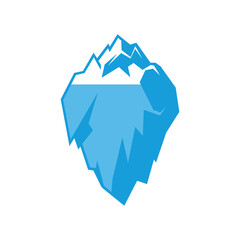 Simple blue iceberg vector illustration showing floating ice and sharp geometric shapes.