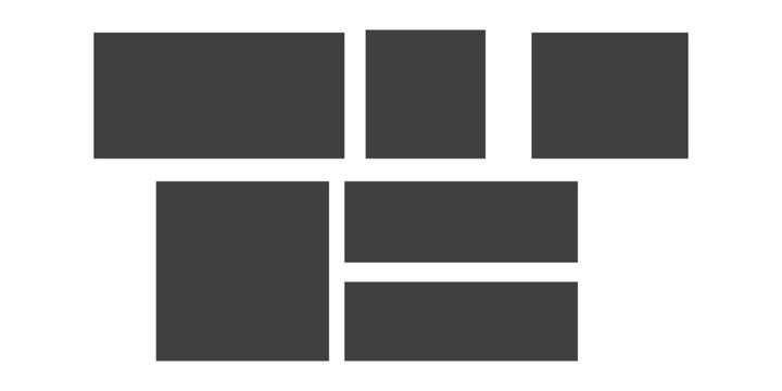 Modern collage 4 frame photos. Template for portfolio. Photo tiles layout. Vector illustration