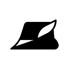 Minimalist Icon Illustration of Tyrolean Hat in Solid Black Illustration Design