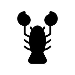 Minimalist Design Lobster Solid Black Icon For Marine Theme Design, Seafood Brand, Or Logo