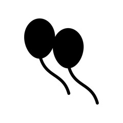 Two Intertwined Balloon Icons in Simple Solid Black Design. Celebration and Friendship Theme