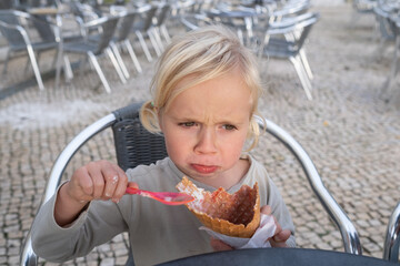 Little 4 Year Old Girl Eating Ice Cream
