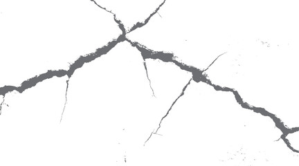 Gray abstract cracked surface texture with irregular lines and small dots on white background broken