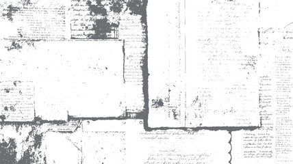 Faded handwritten script and ink splatters on textured paper background with distressed elements grunge