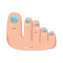 Illustration of Toes with Blue Nail Polish 