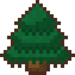 Fototapeta premium Pixel Art Illustration of a Pine Tree