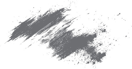 Two grey textured brush strokes with scattered speckles on a white background abstract background black