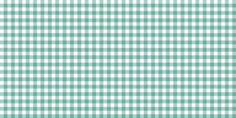Aesthetic teal and white gingham checkered pattern background. Classic tablecloth textile design for retro, picnic, or rustic themes.