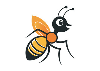 ant logo vector silhouette illustration, vector illustration of ant logo icon design, vector of a black silhouette ant, black ant silhouette isolated on white background.