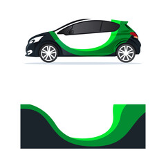 Car wrap stickers with straight lines and shapes in colored designs
