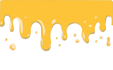 Melting cheese drip background. Smooth cheddar sauce pattern. Minimal liquid dairy splash texture for food design. Tasty snack topping abstract illustration wallpaper.