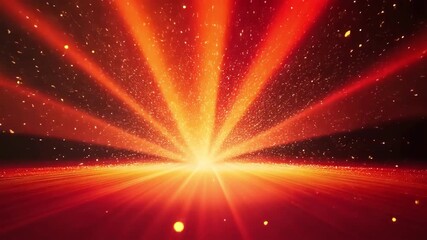 Abstract red and gold light burst with particles, creating a dynamic background. - Powered by Adobe