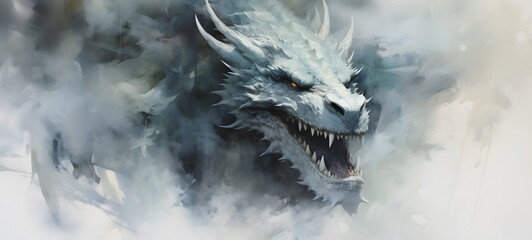 a light Hydra dragon , coming out of the smoke,generative AI